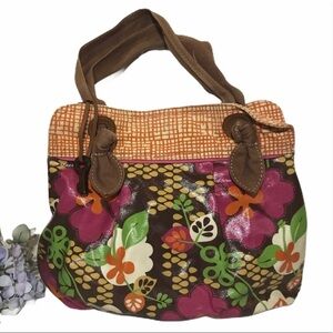 Fossil Keyper Coated Canvas Floral Satchel Tote